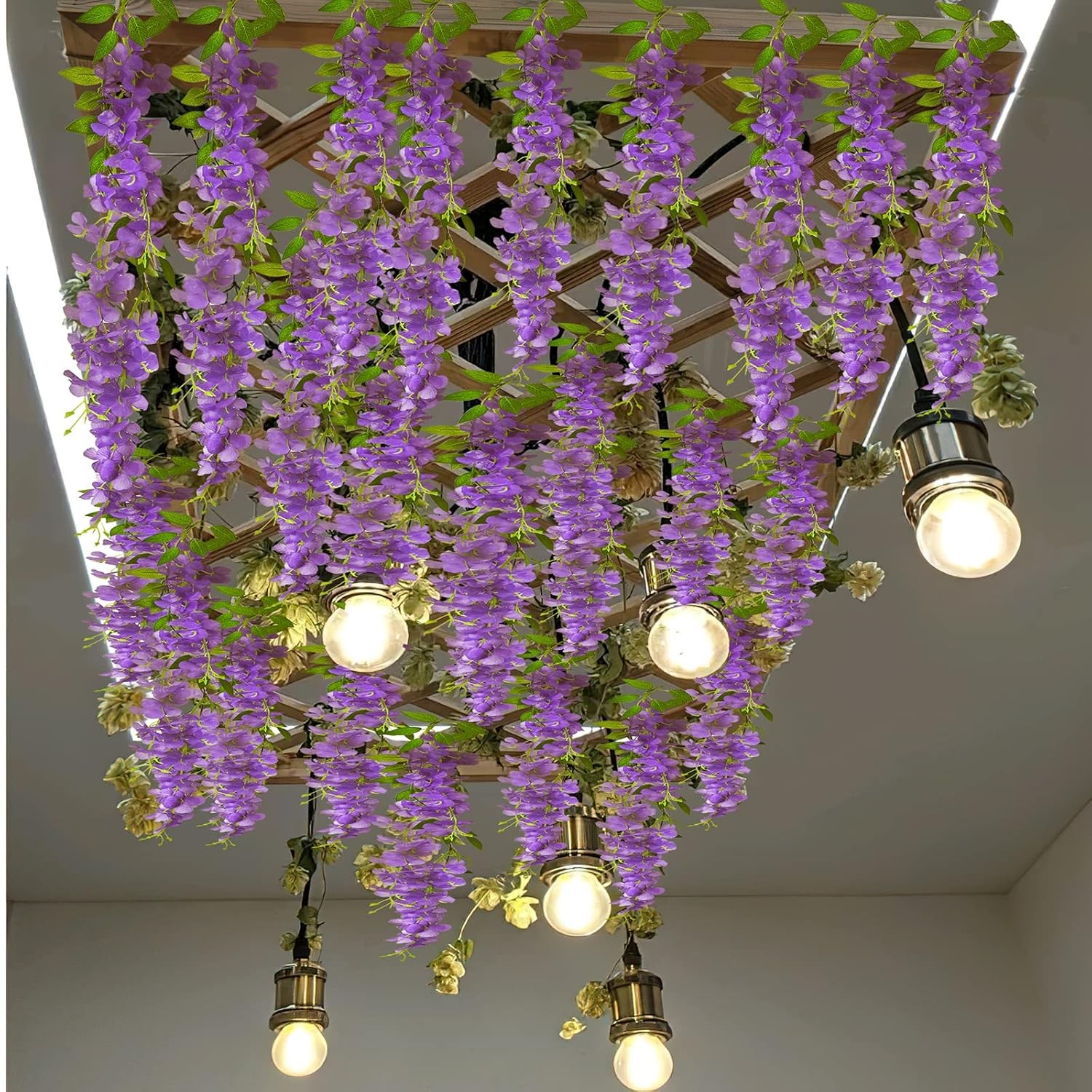 Artificial Wisteria Garland Hanging Flowers Vine Purple Fake Wisteria Floral