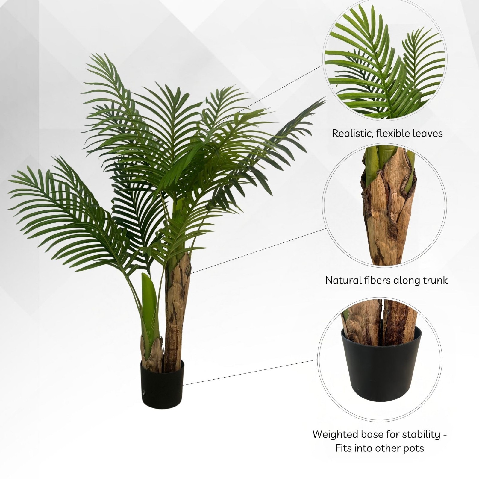 4ft Artificial Palm Tree – Realistic Tropical Indoor Plant, Home Decor, Lifelike