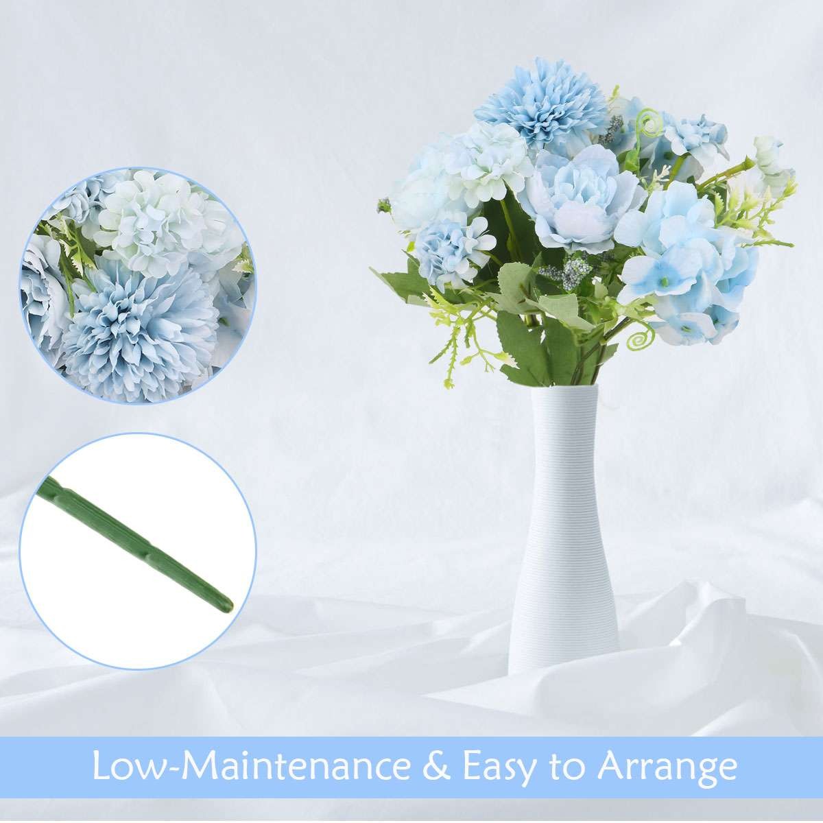 4pcs Silk Peony Artificial Hydrangea Flowers Bouquet Party Wedding Home Decor