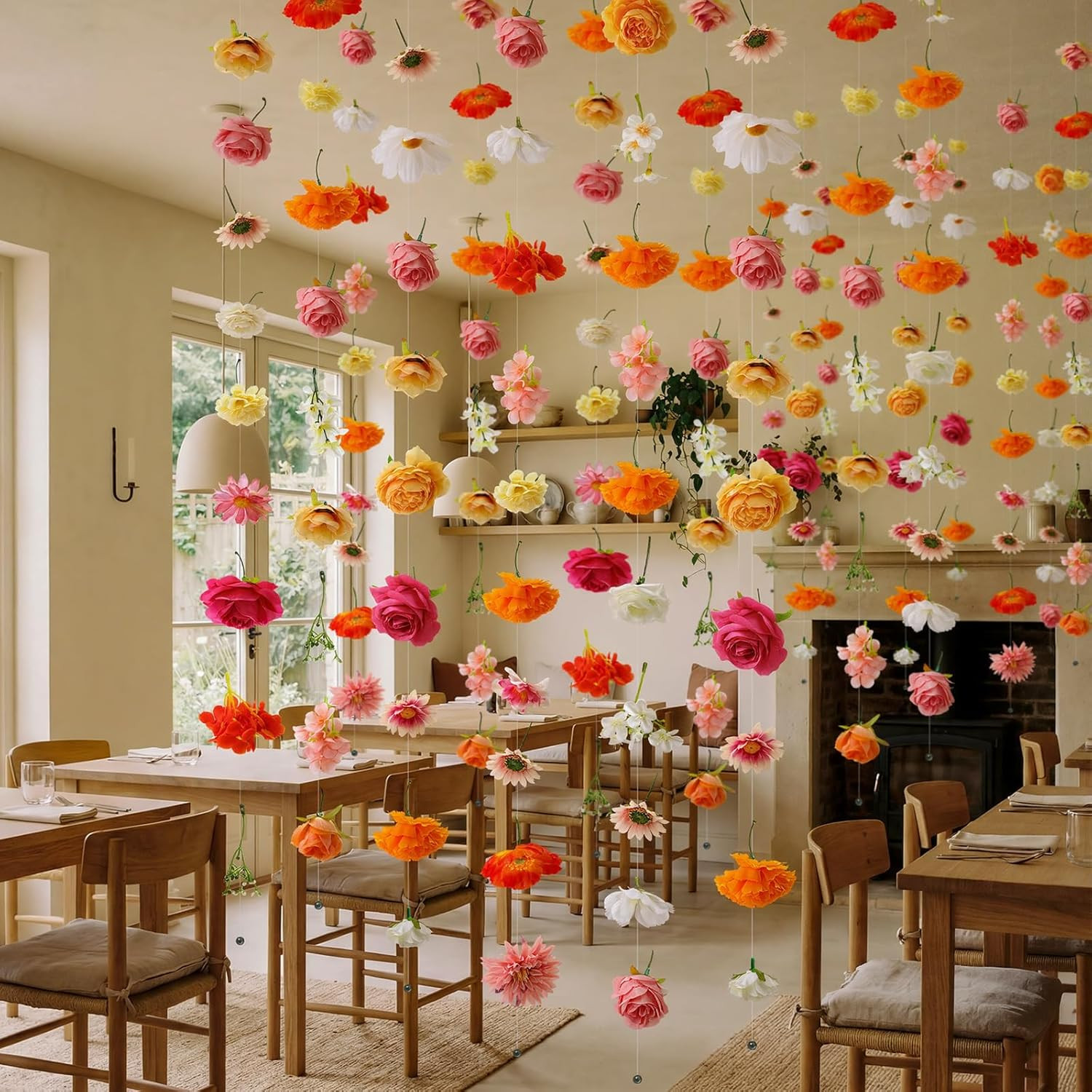 6 Pcs 35.4 Ft Flower Garlands Artificial Wildflower Vines Floral Hanging Backdro