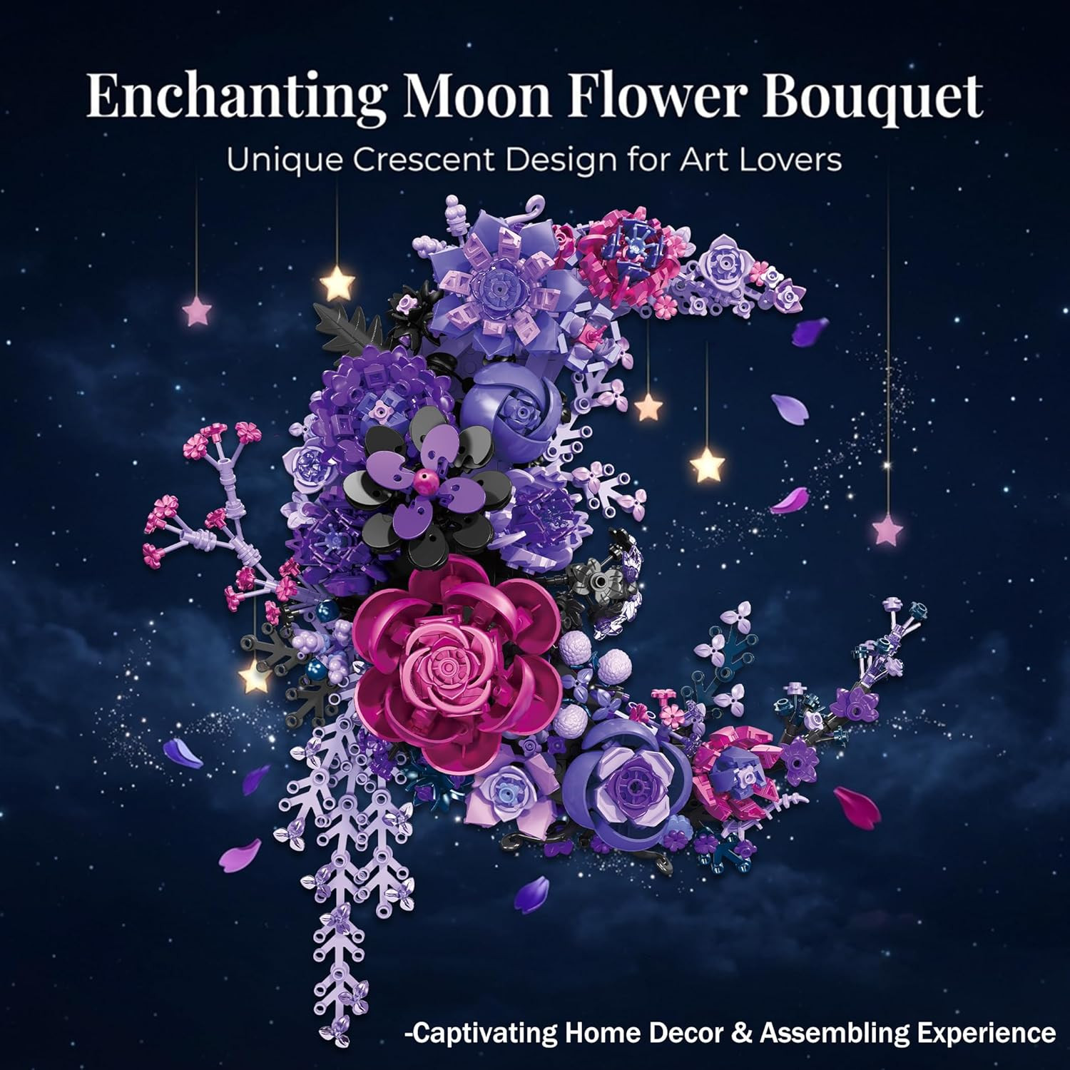 Purple Moon Flower Building Set, Botanical Collection Artificial Flowers Buildin