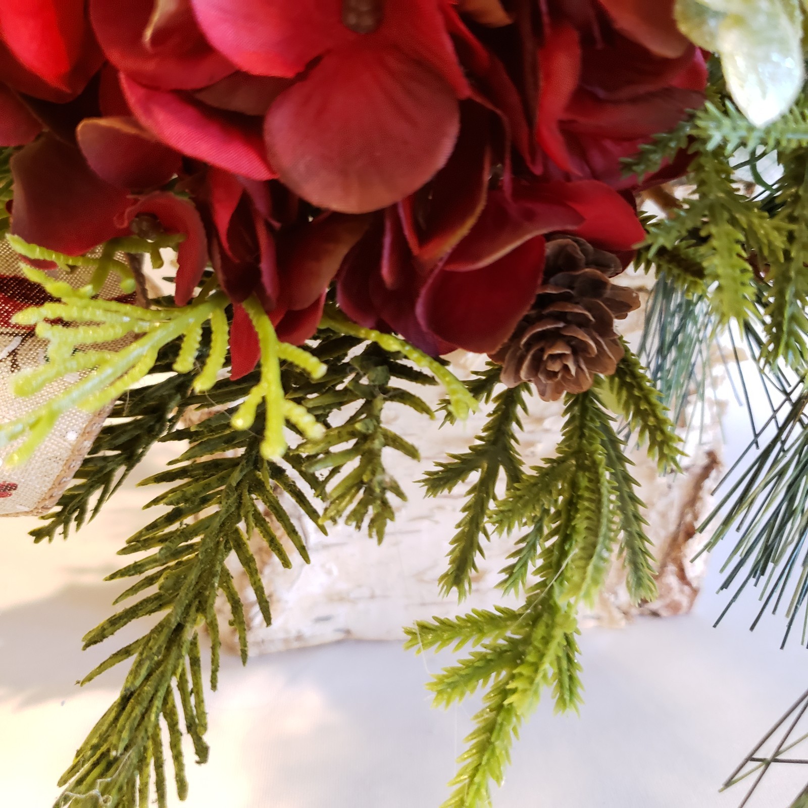 Winter Burgundy Hydrangea Arrangement with Cardinal, Memorial gift