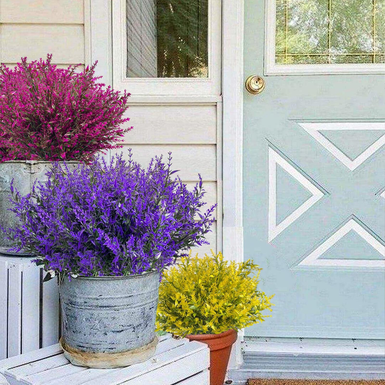 Artificial Lavender Flowers 10 Bundles Fake Outdoor Flowers UV Resistant No F…