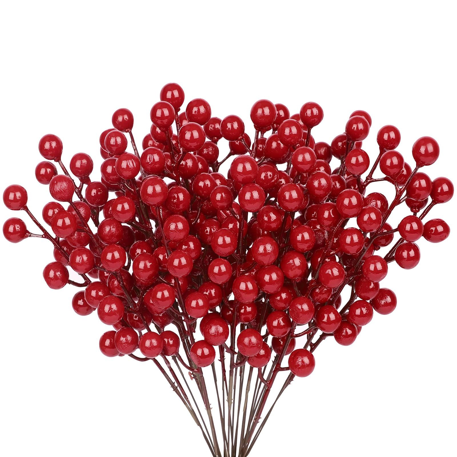 24 Pcs Christmas Tree Decorations, Christmas Ornaments Artificial Red Berry S…