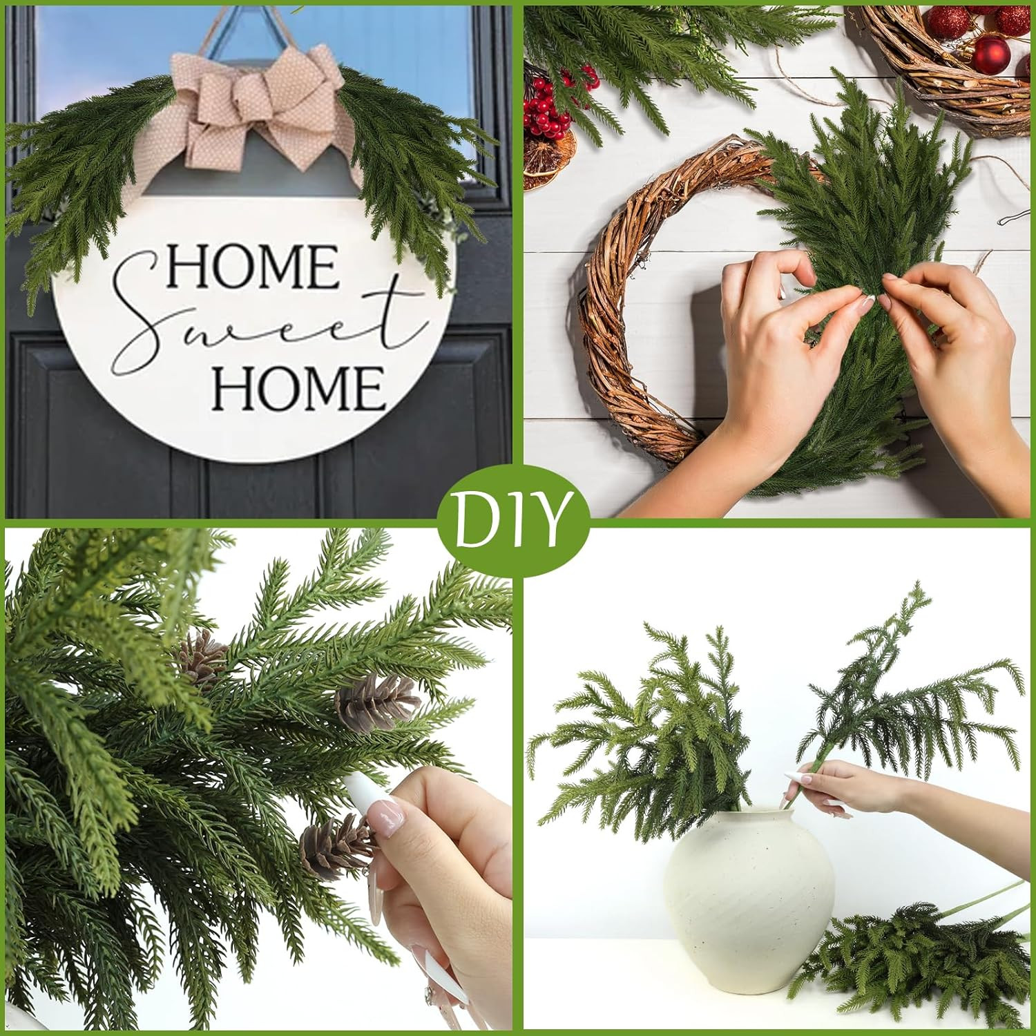 50 Pcs 18″ Real Touch Pine Branches for Christmas Decor & Arrangements