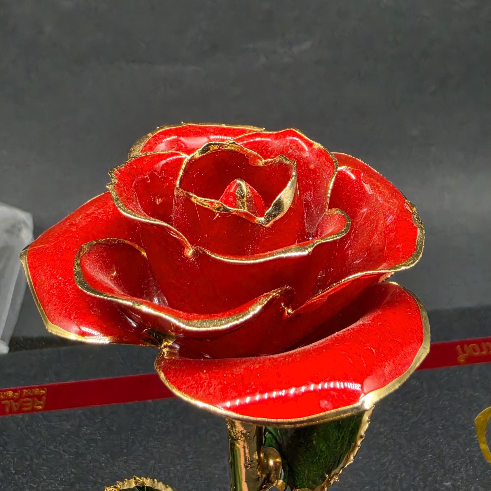 Sinvitron 24K Gold Dipped Real Rose (Red) With Heart Stand & SGS COA Certificate