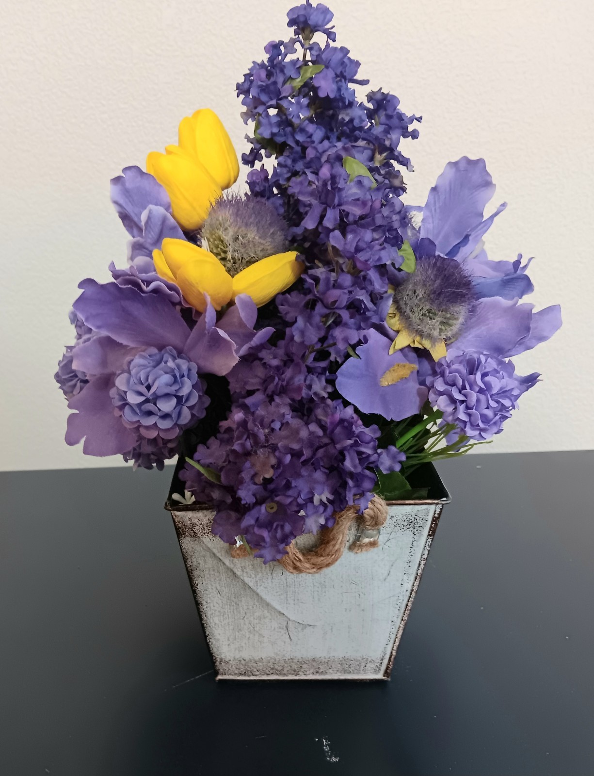 Silk Flowers, Lilacs, Tulips, Shades Of Purple, Yellow, Mother’s Day/Easter