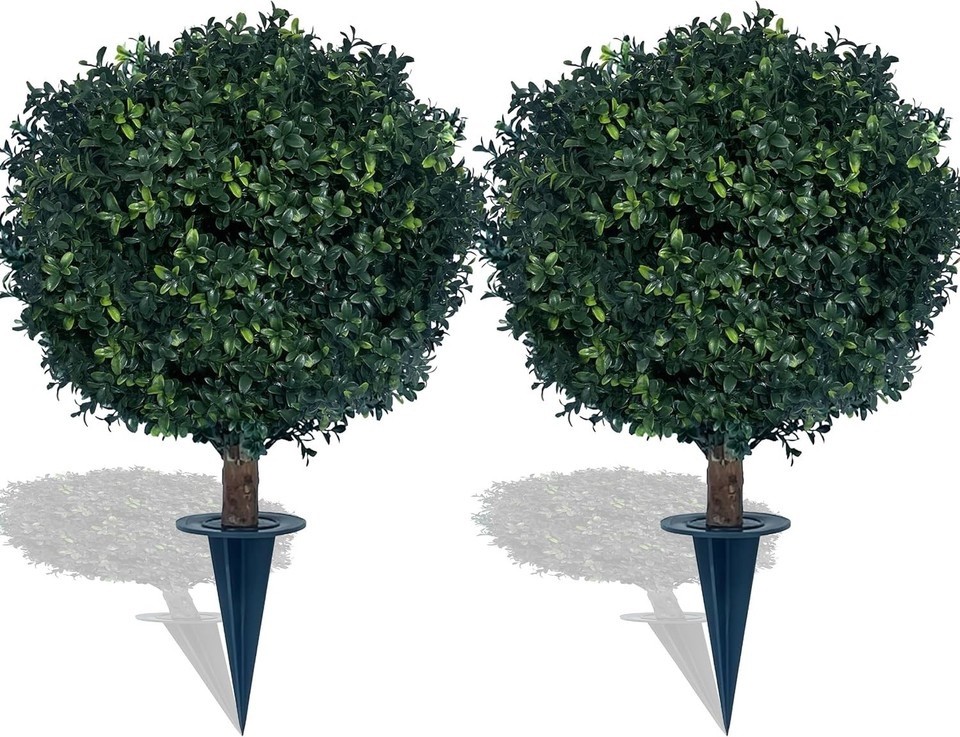 kyesyes Artificial Boxwood Ball Bush 27″ Tree UV Resistance Rated with Spike. Ea
