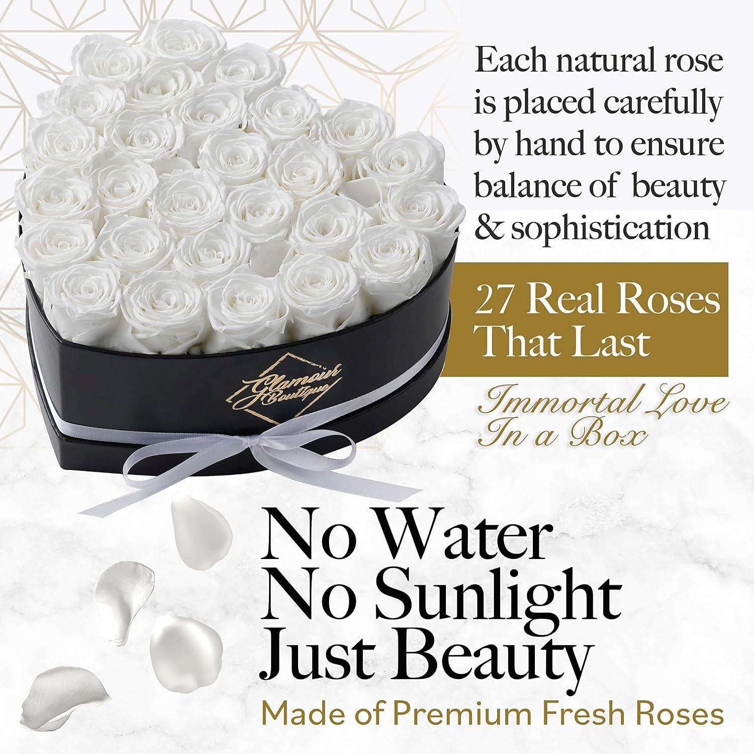 White Eternal Roses – Perfect Gift for Mother’s Day