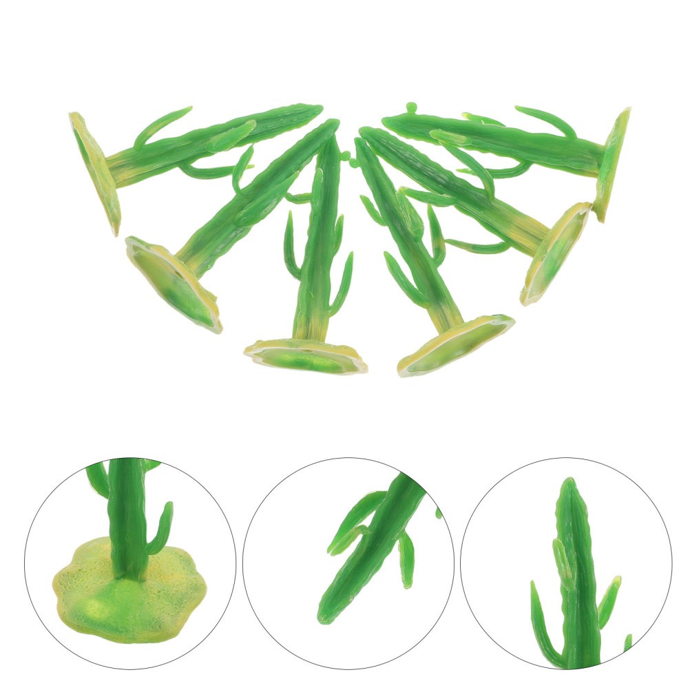 40Pcs Reusable Miniature Plastic Cactus Sculptures with Lifelike Detailing Green