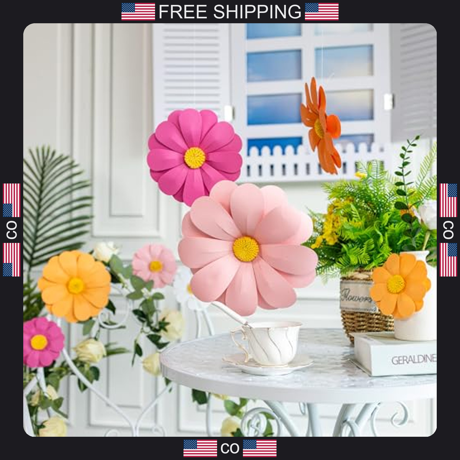 Set of 12 Handmade 3D Paper Flower Wall Decorations for Events