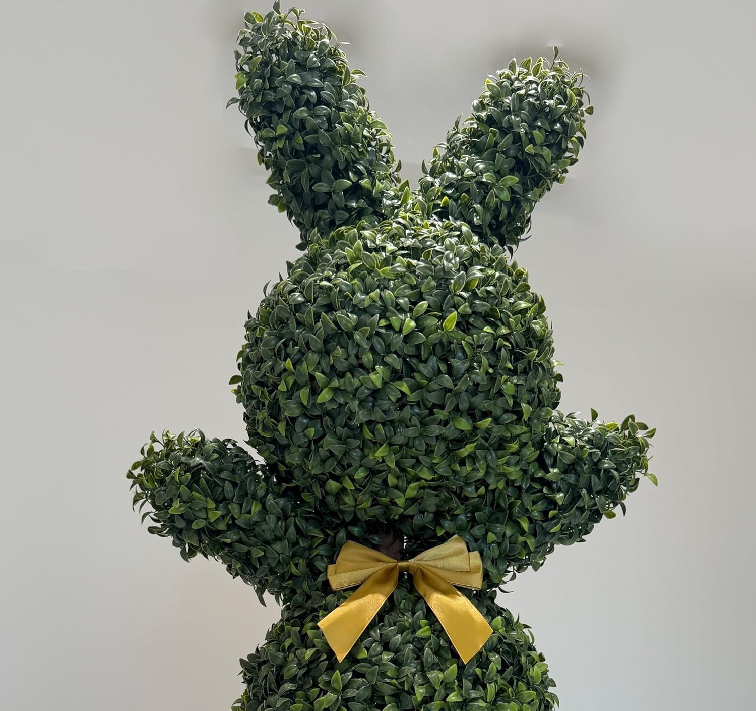 36” Artificial Bunny-Shaped Topiary Double Ball Tree Pot UV-Resistant Bowknot