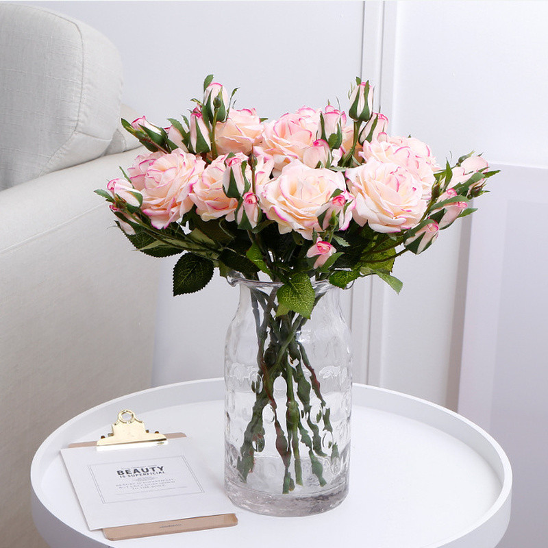 2PCS Artificial Rose Flowers Long Bouquet Fake Plants Wedding Party Decor Supply