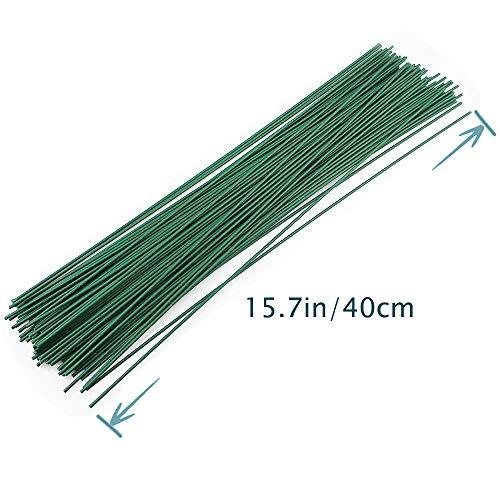 200 Pcs Green Floral Wire 22 Gauge Florist Flower Wire for Crafts Bouquet, 16″