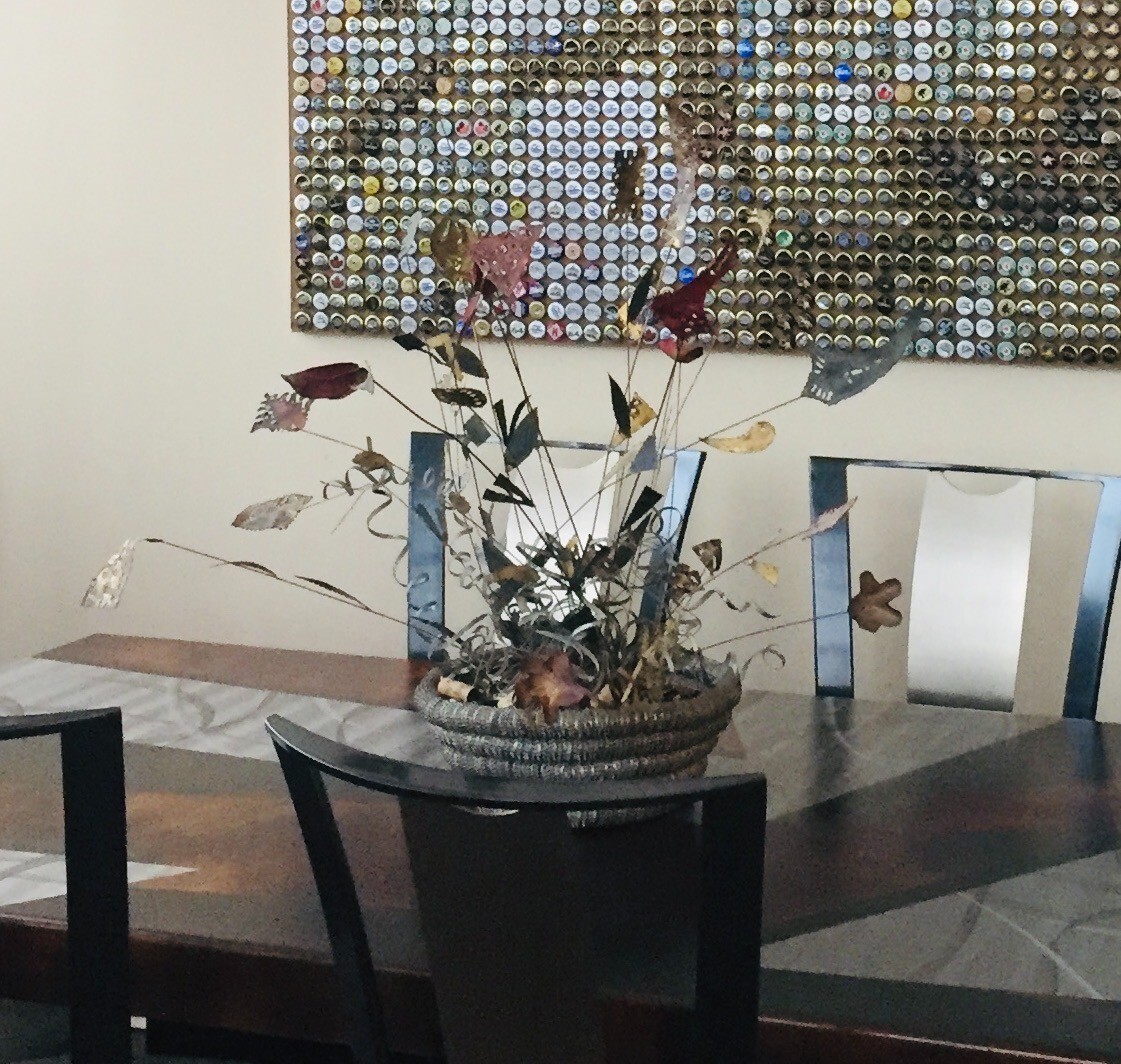 Vintage MCM Mid Century Modern Jeré Era Brutalist Torch Cut Metal Floral Flowers