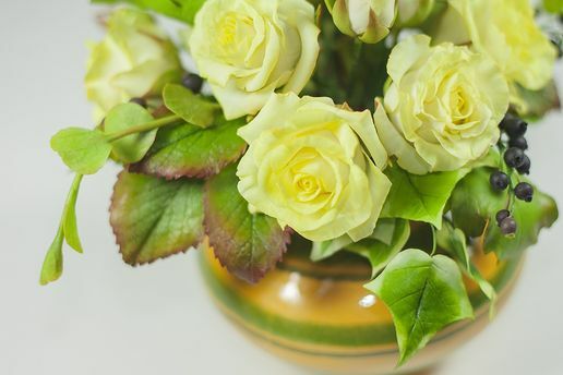 Mixed Artificial lifelike Flower Arrangement Home Decor Handmade Cold Porcelain