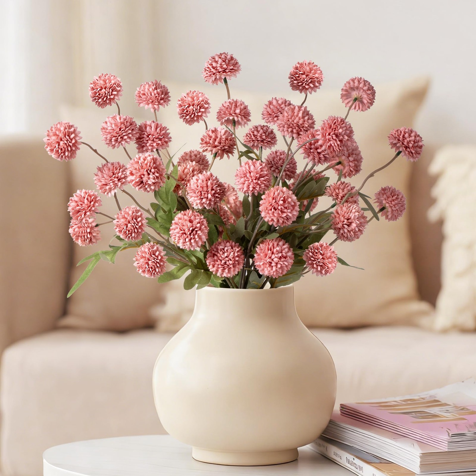 ENALGRE Fake Flowers 20.5In 10PCS Artificial Chrysanthemum Faux Mums Faux Flo…