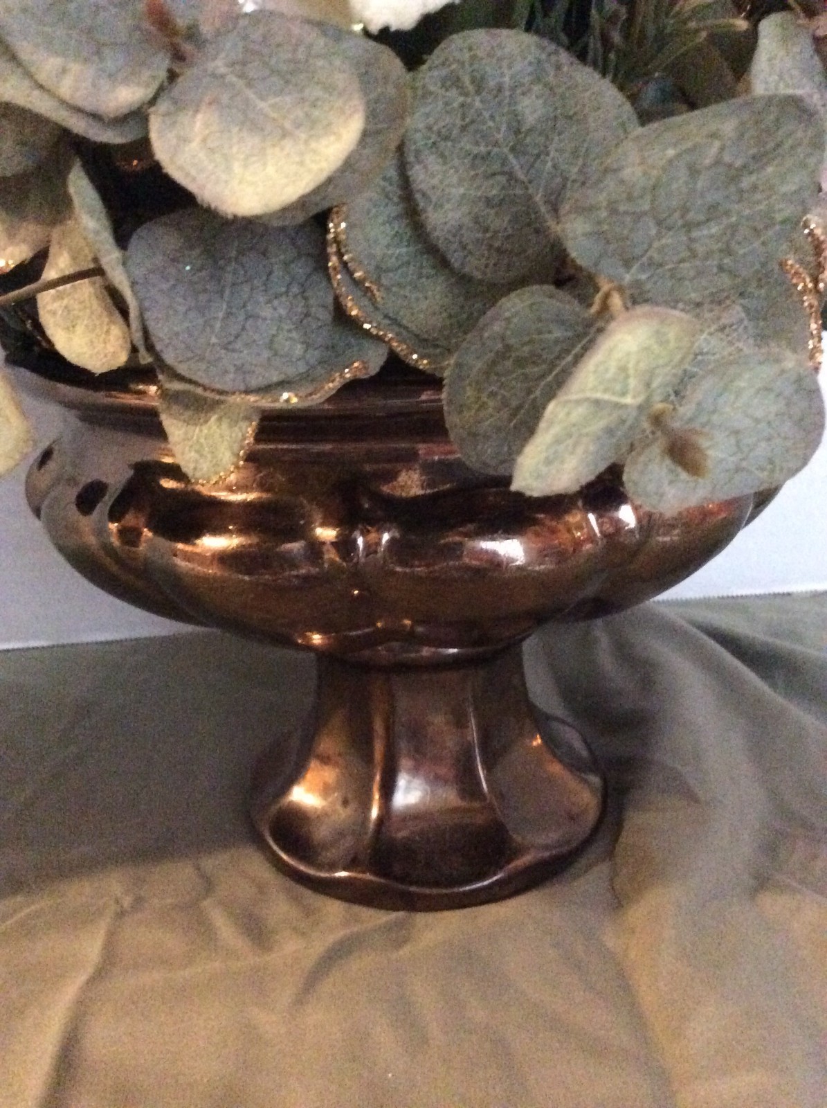 Beautiful Floral Arrangement in Bronze Colored Glass Vase
