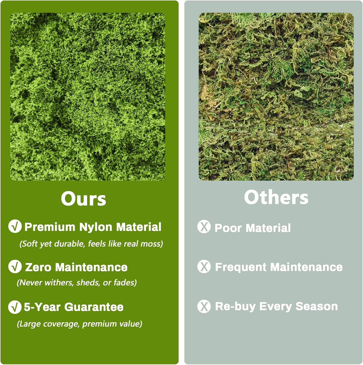 Faux Green Moss 5.3Oz Artificial Fake Plant Moss for Potted Plants Indoor, Craft