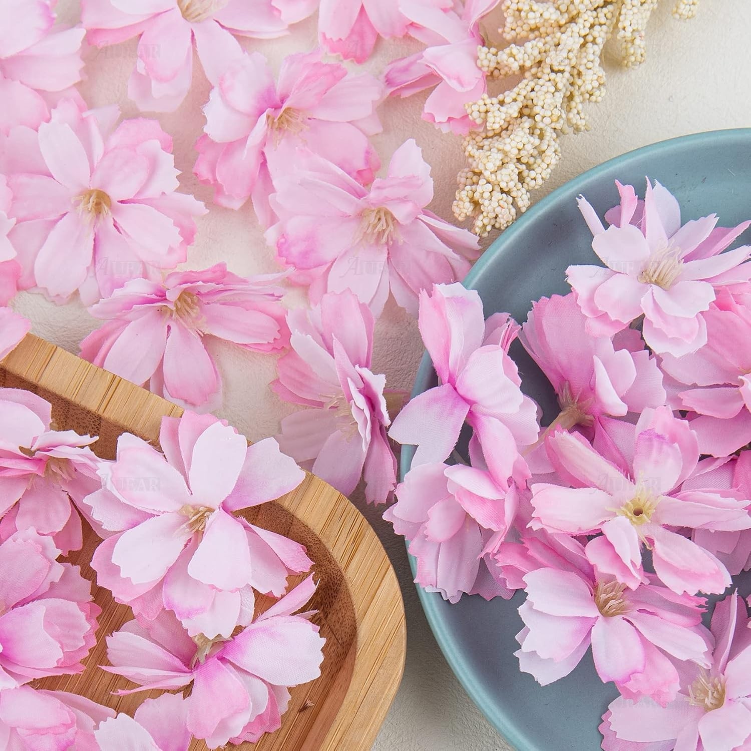 Elegant 50 Pack Cherry Blossom Flower Heads – Perfect for Weddings & DIY Crafts