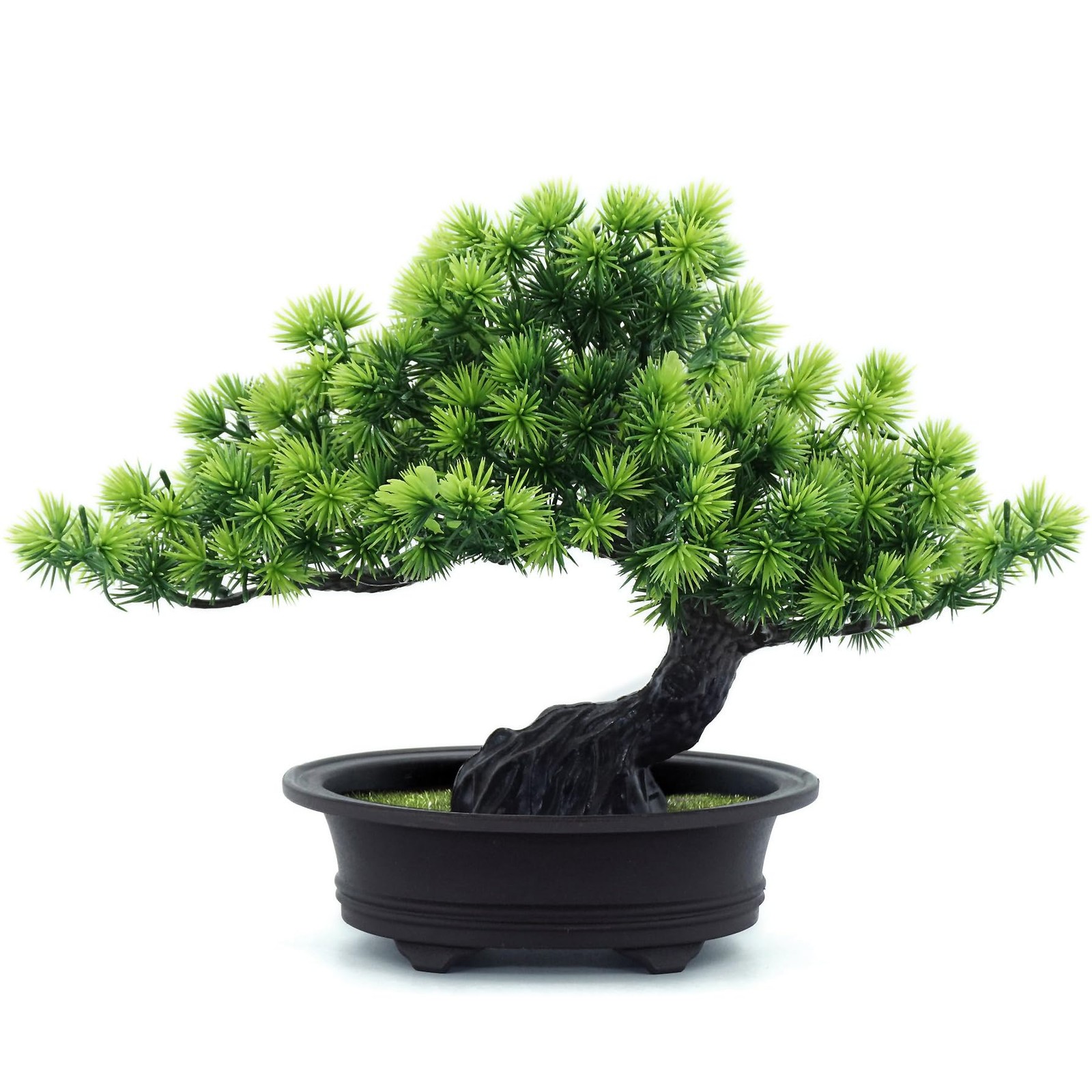 Small Fake Plants Desk Decor Artificial Bonsai with Pot, 9.5″ Tall, Green