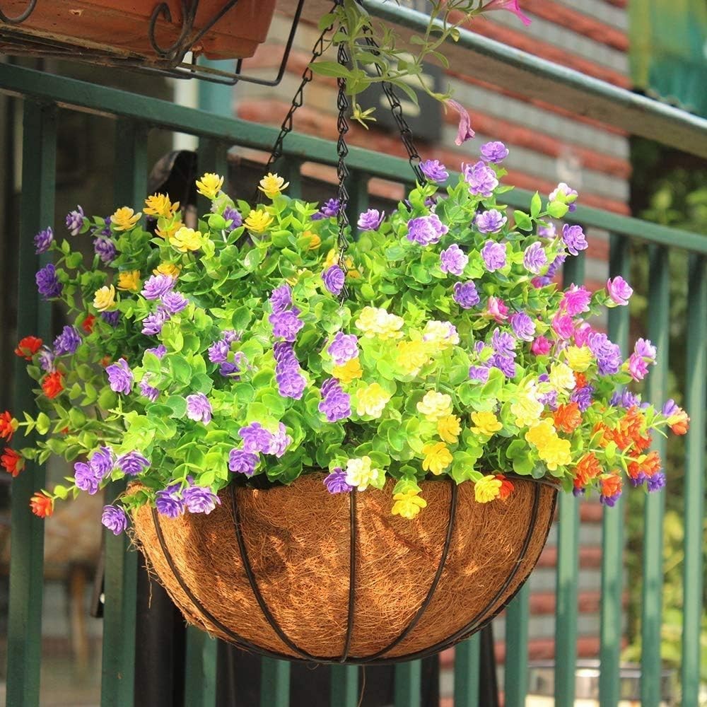Durable Plastic Greenery – 15 Bundles of UV Resistant Faux Flowers for Style