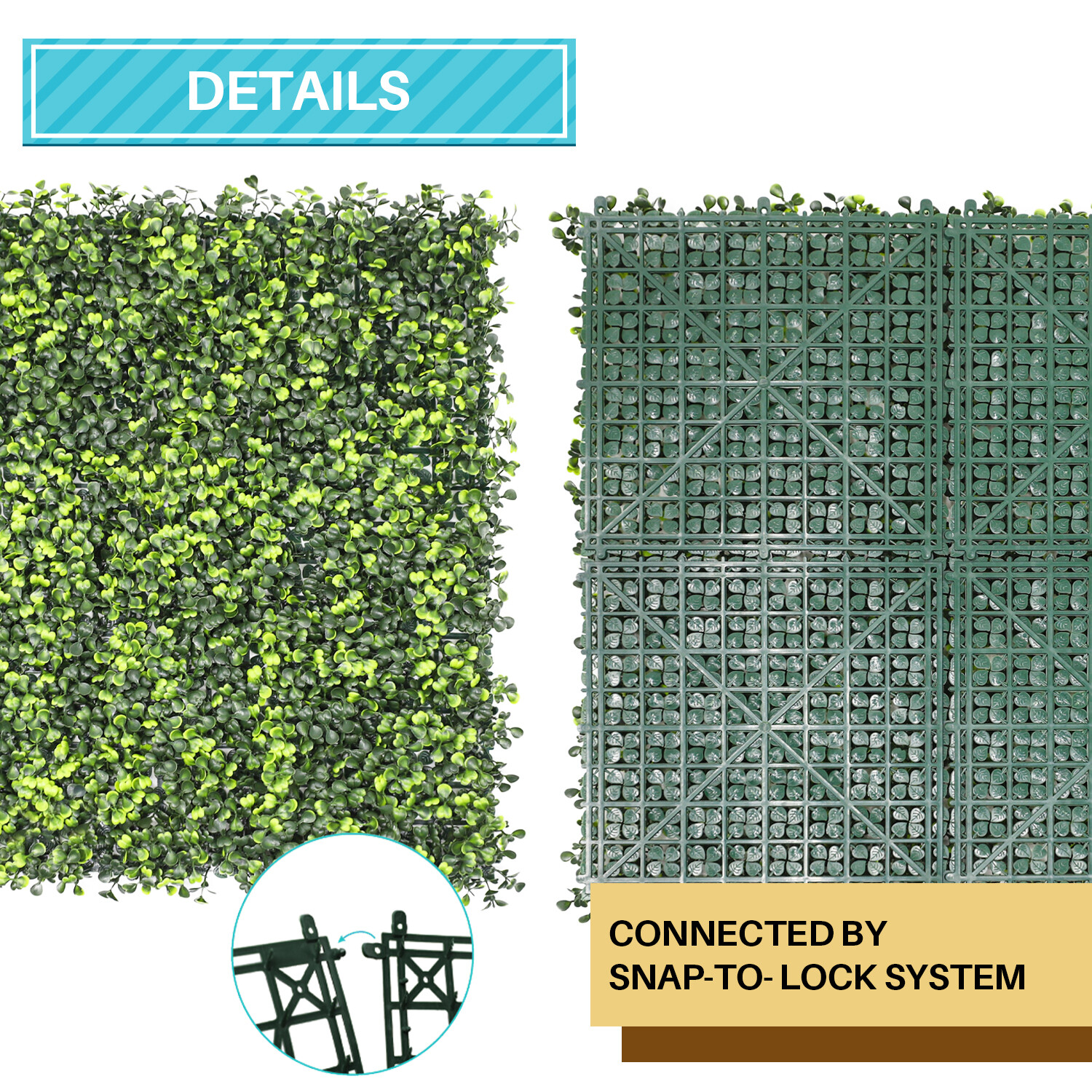 20″Artificial Boxwood Leaf with cover back Privacy Fence Screen Home Decor Hedge