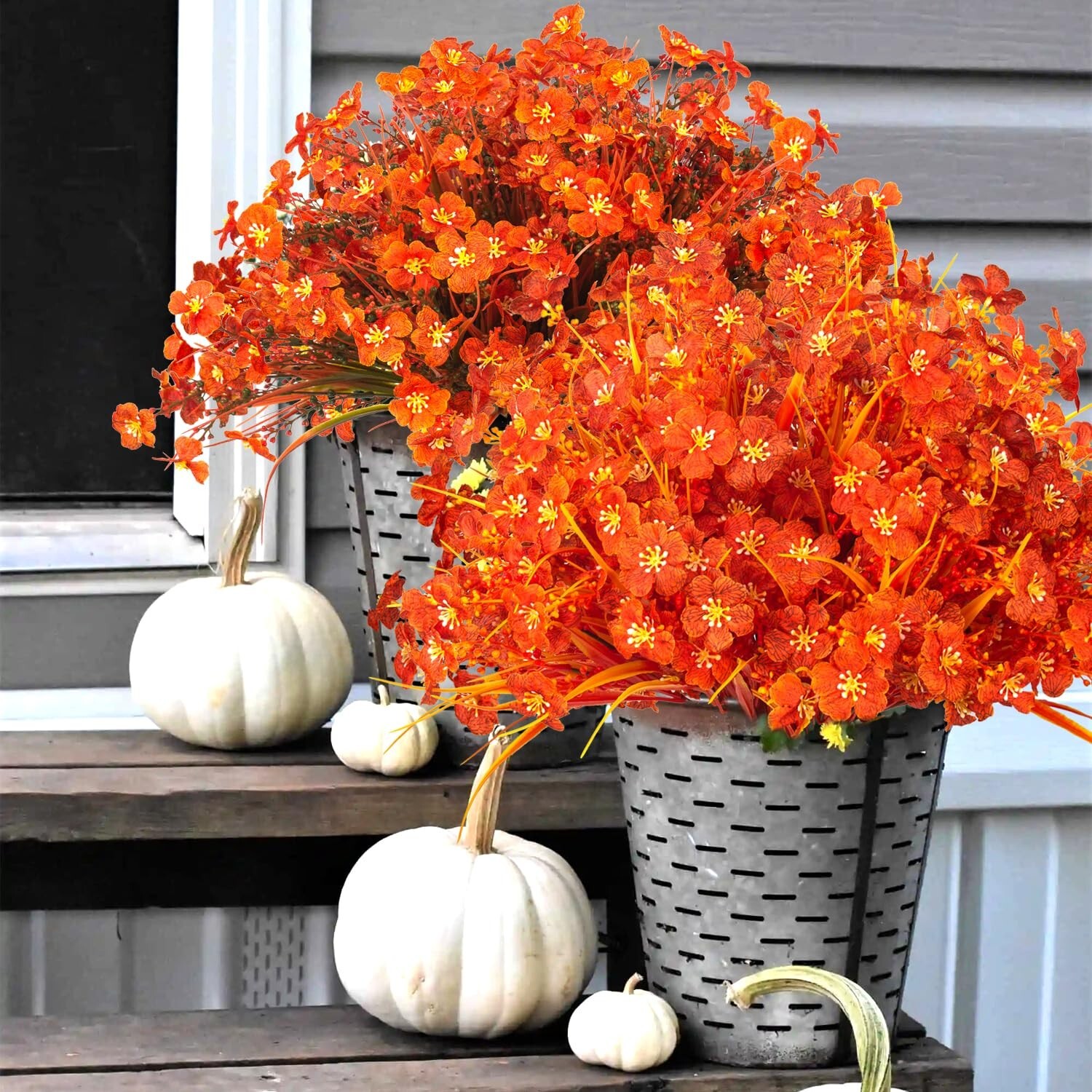 20 Bundles Artificial Fall Flowers Outdoor,No Fade Fake Plastic Flowers,Faux …