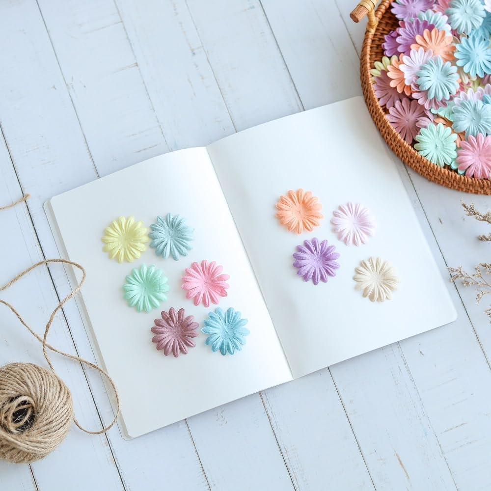Artificial Flowers 100 Pcs Handmade Mulberry Paper Daisy Petals 40x40mm Mulberry