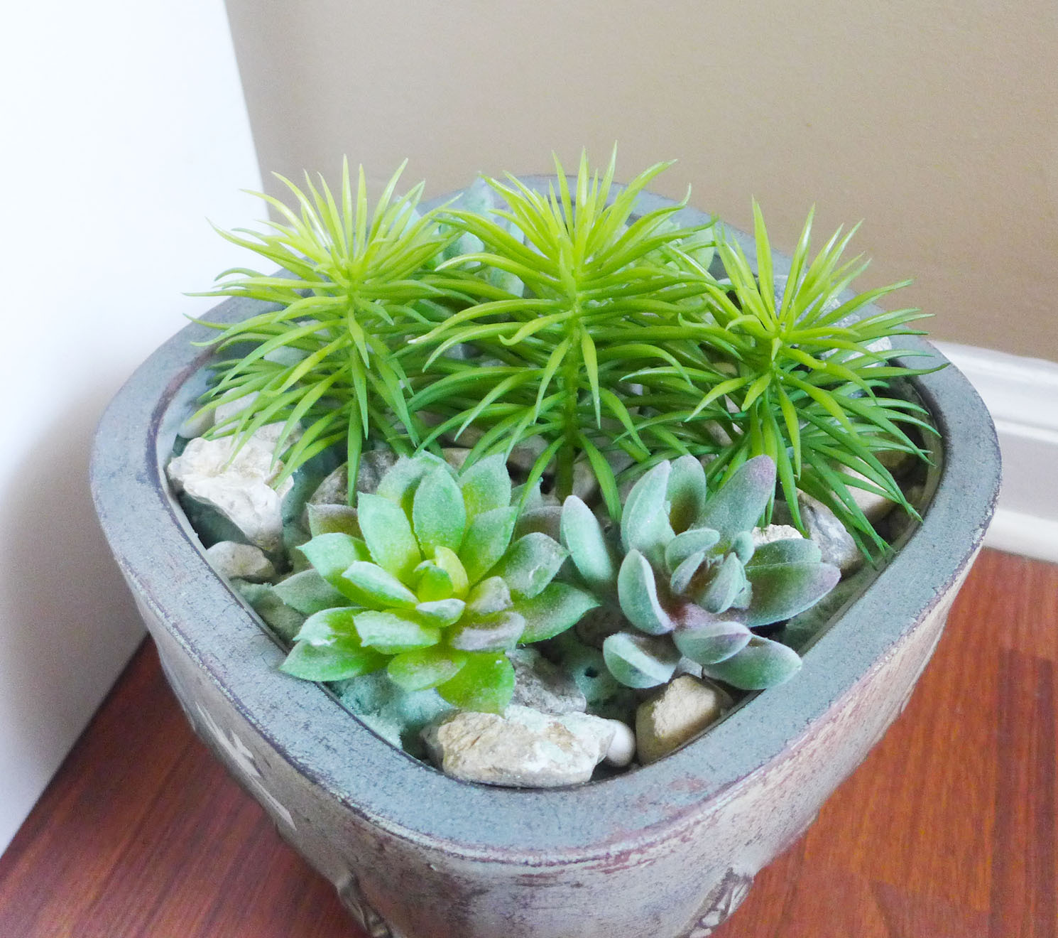 Set of 7 Artificial Mini Green Grass Mini Pine tree Succulents Plants