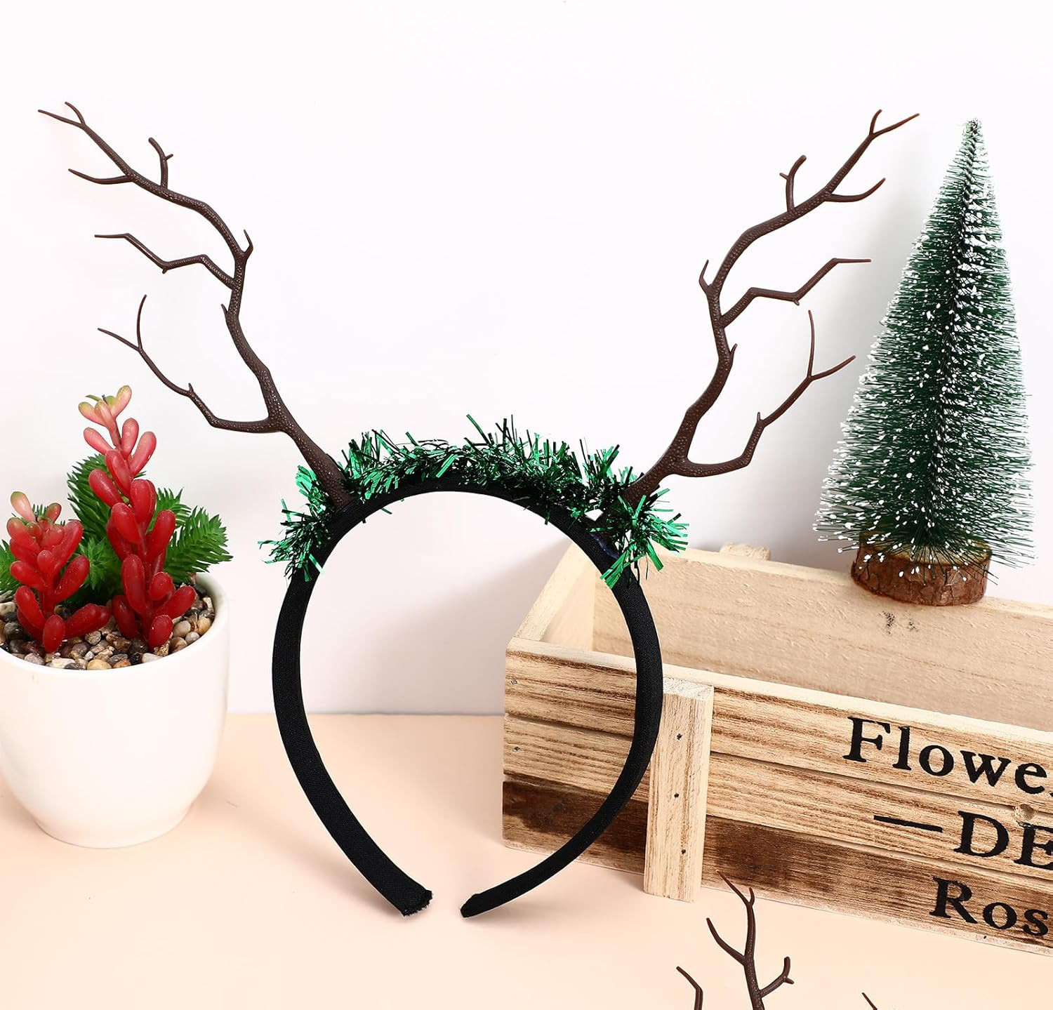 10Pcs Artificial Antler Dried Tree Branch Plastic Mini Christmas Deer Horn Decor