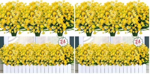 MAINTENANCE FREE Artificial Flowers for Outdoors – UV Resistant – 12 pa…