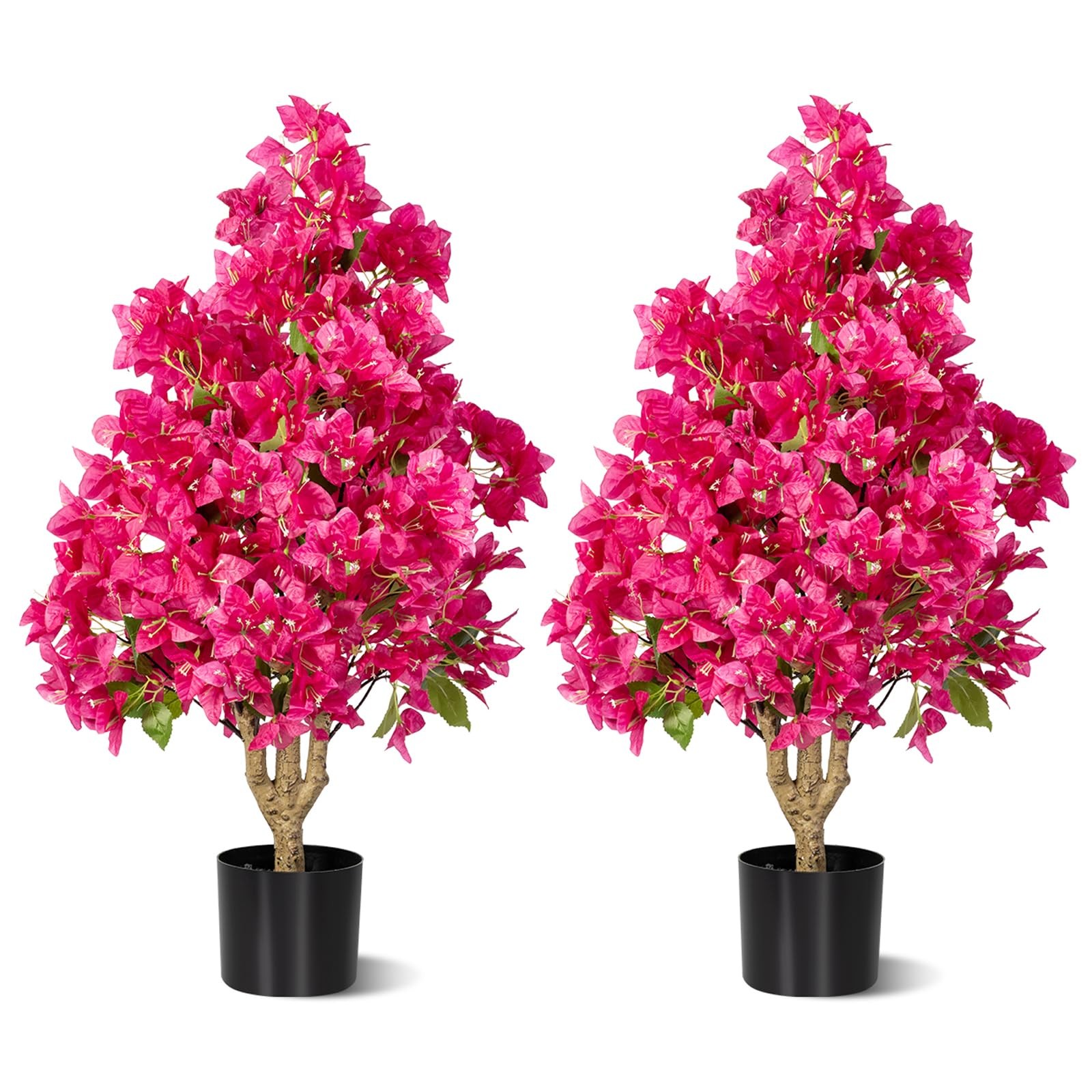 2Pack Artificial Bougainvillea Tree, Faux Silk Floral Tree Bougainvillea Plan…