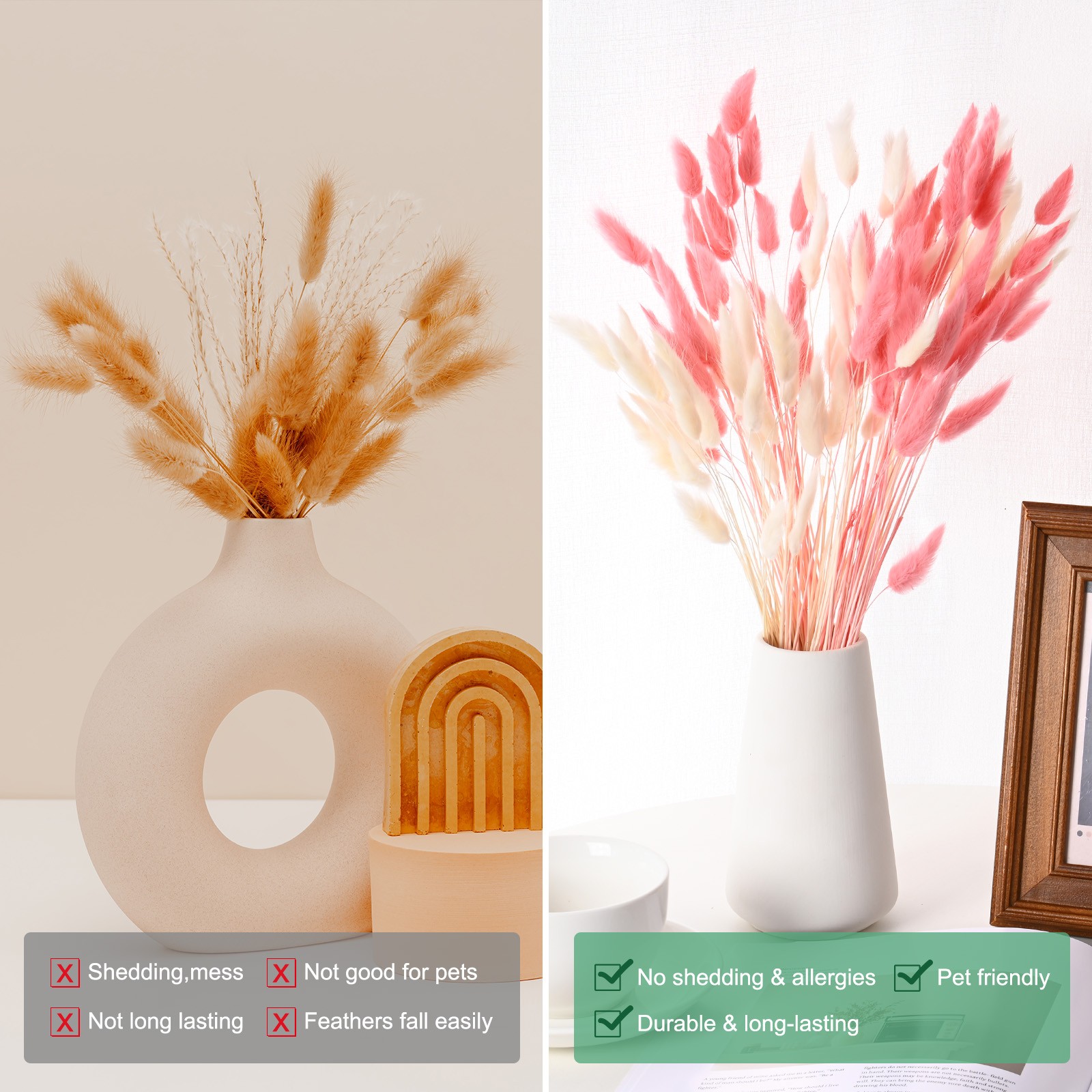 180-Pack Bunny Tails Grass 17 Inch for Home Decor/Wedding [Orange]