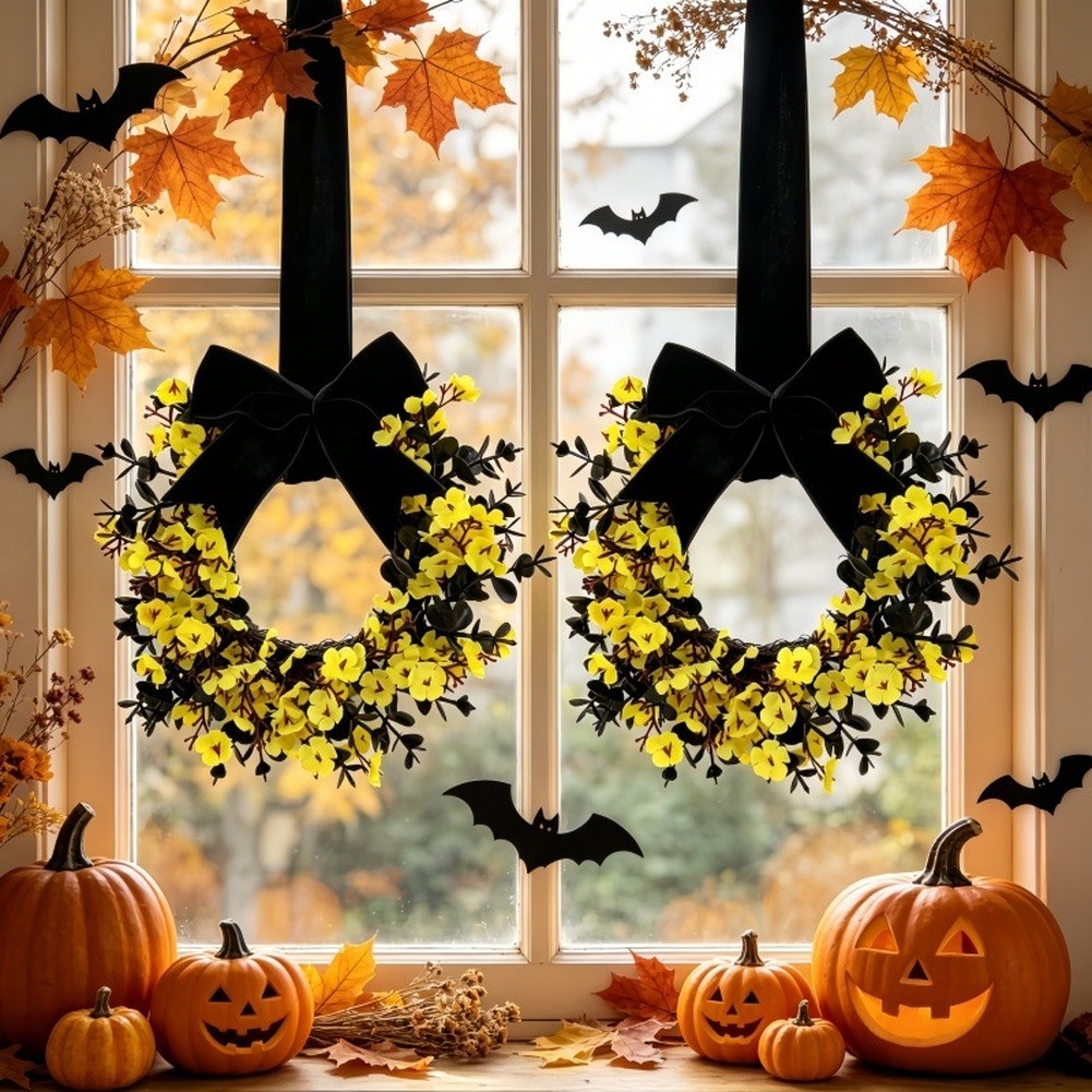 For Halloween Celebration Halloween Wreath Sturdy Plastic Material 22cm Diameter