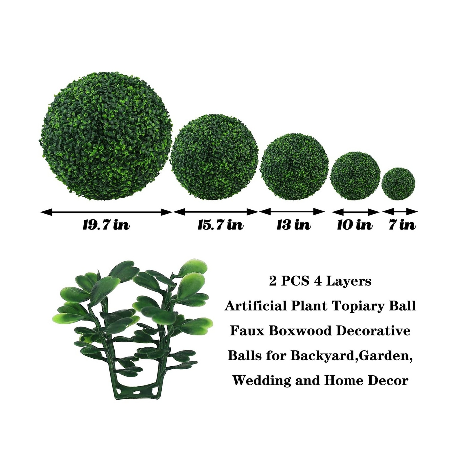 Sunnyglade 2 PCS 19.7 inch 4 Layers Artificial Plant Topiary Ball Faux Boxwoo…