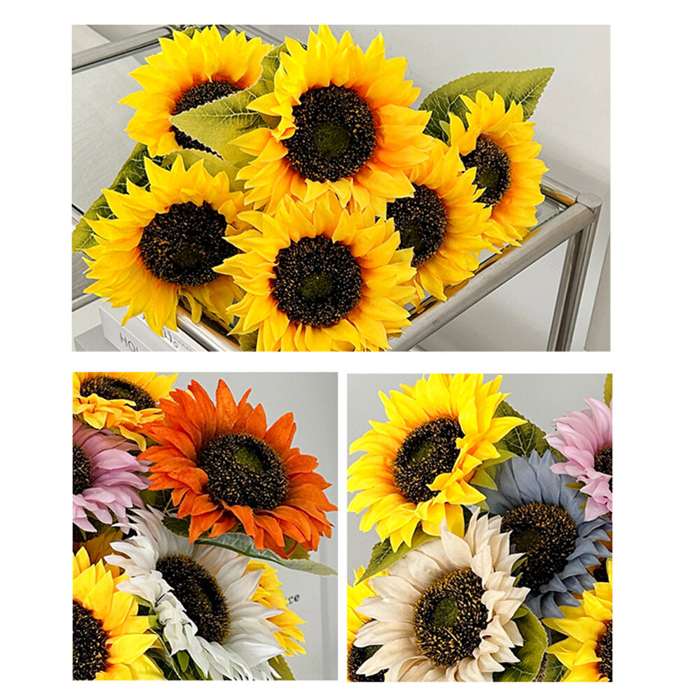 Artificial Single Sunflower Long Stem Silk Flowers Fake Bouquet Party Large