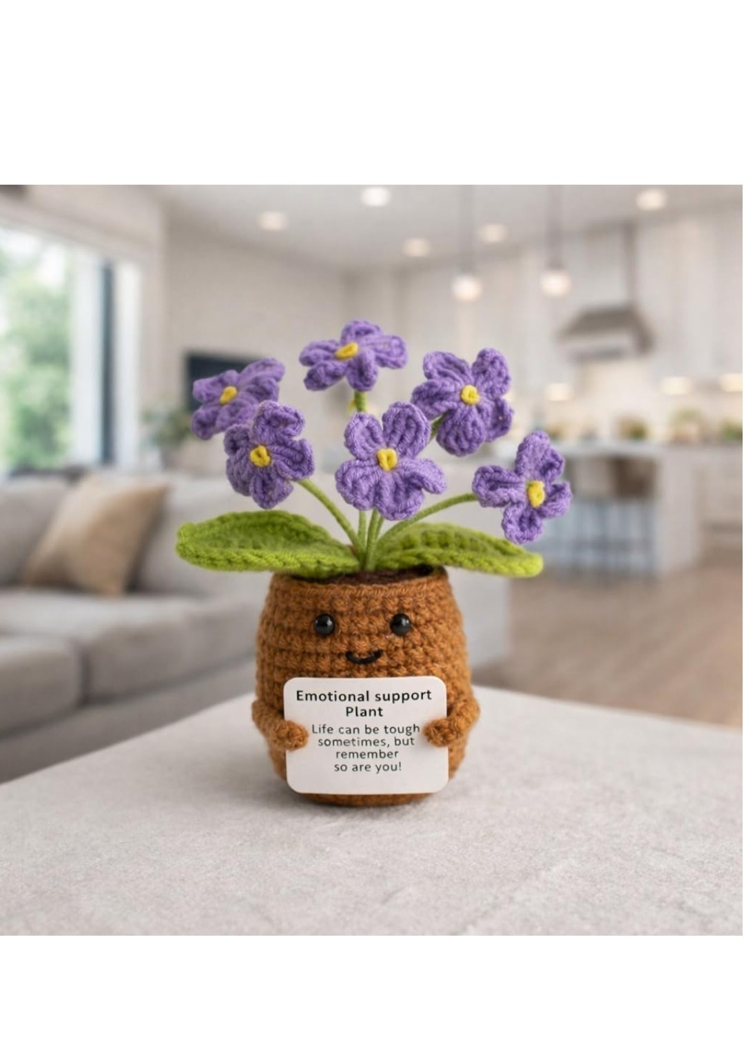 12CM Height Emotional Support Crochet Flower Plant, Handmade Cut Decor