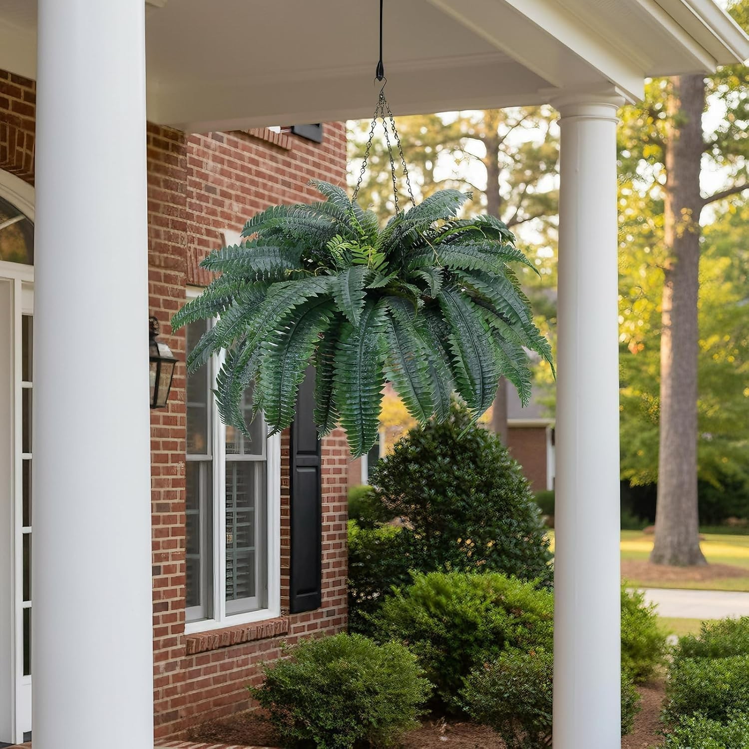 72 Frond Faux Ferns 48in in Waterproof Hanging Baskets – 2 Pack for All Seasons