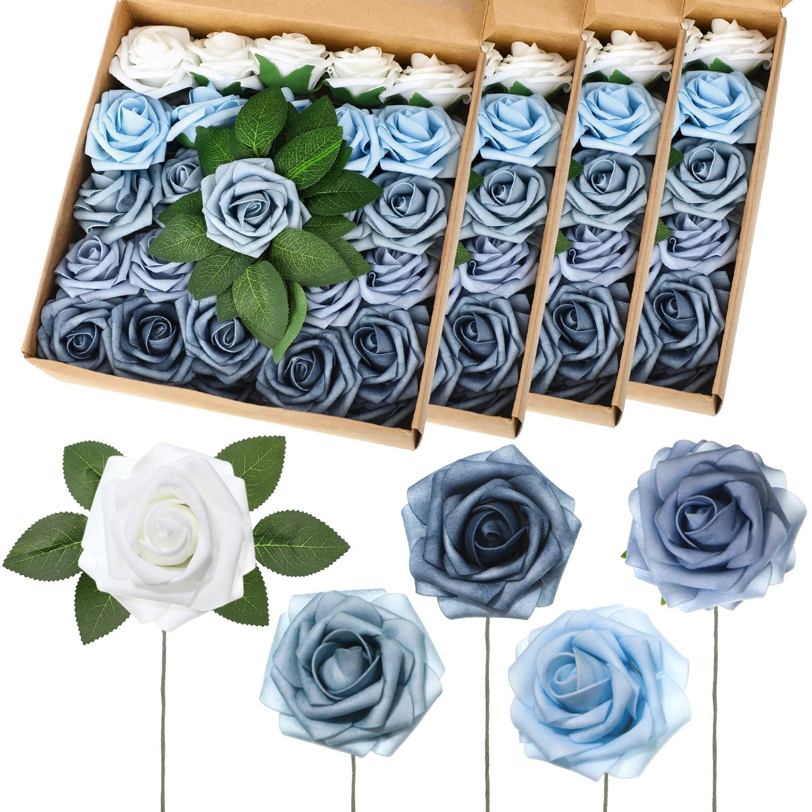 100 Pcs Artificial Foam Rose Flower Faux Bouquet Wedding Fake Rose Gift for M…