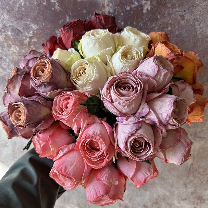 6 Pcs Artificial Rose Bouquet, Bulgarian Preserved Roses Wedding & Home Decor