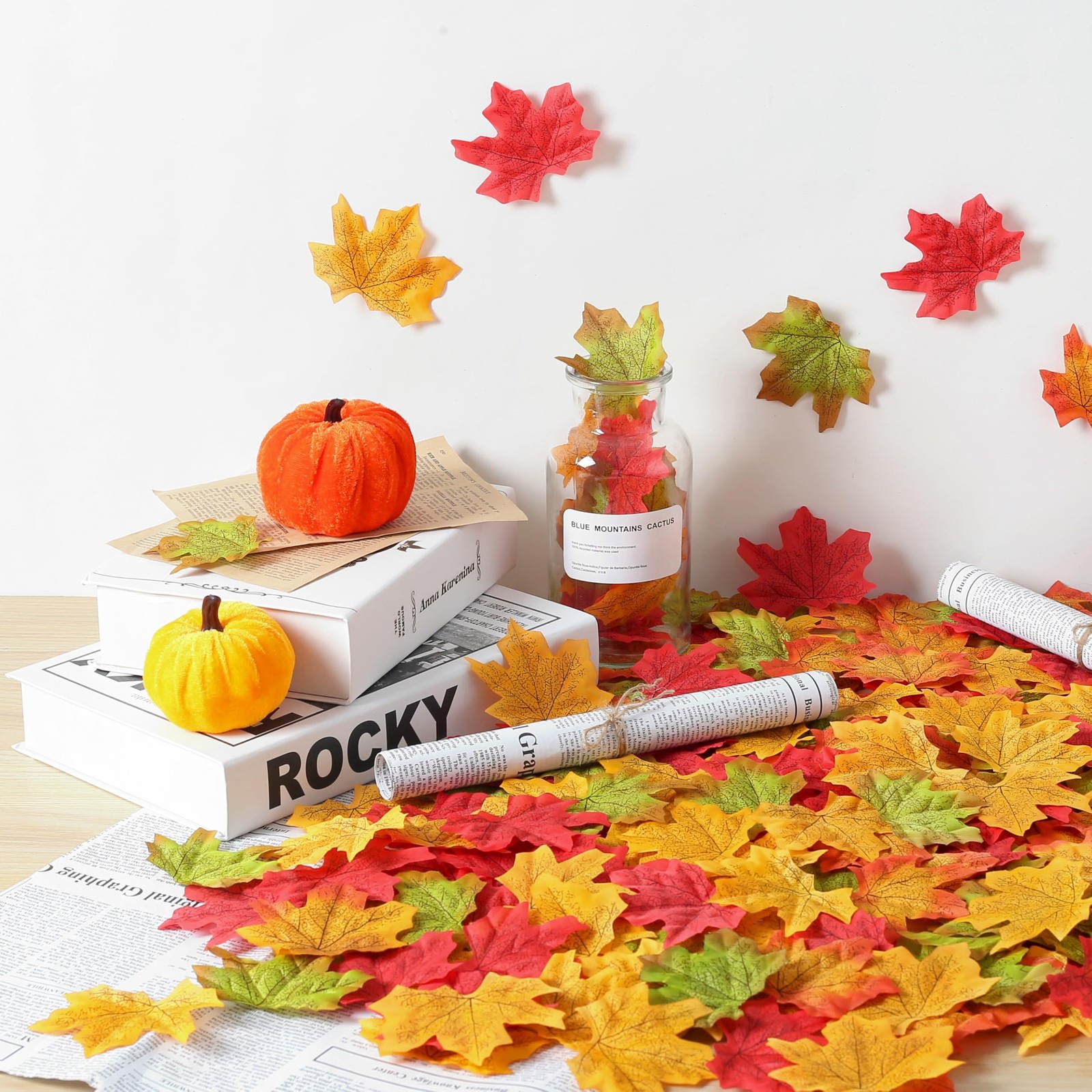 400PC Fake Fall Leaves Autumn Fall Decor for Home Maple Leaf for Wedding Part…