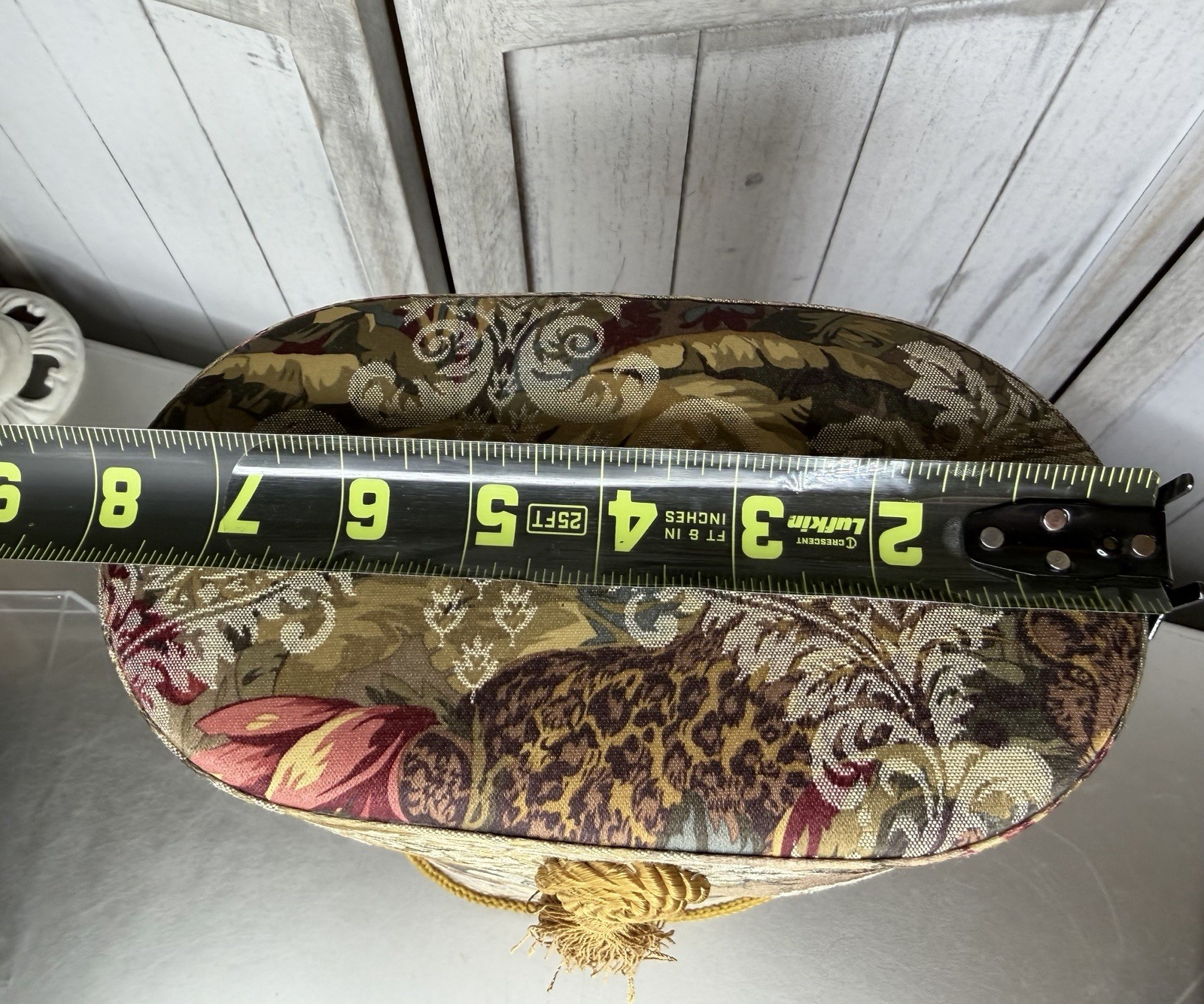 Vintage 90s Woven Floral Tapestry Decor Container With Tassel & Lid Cottagecore