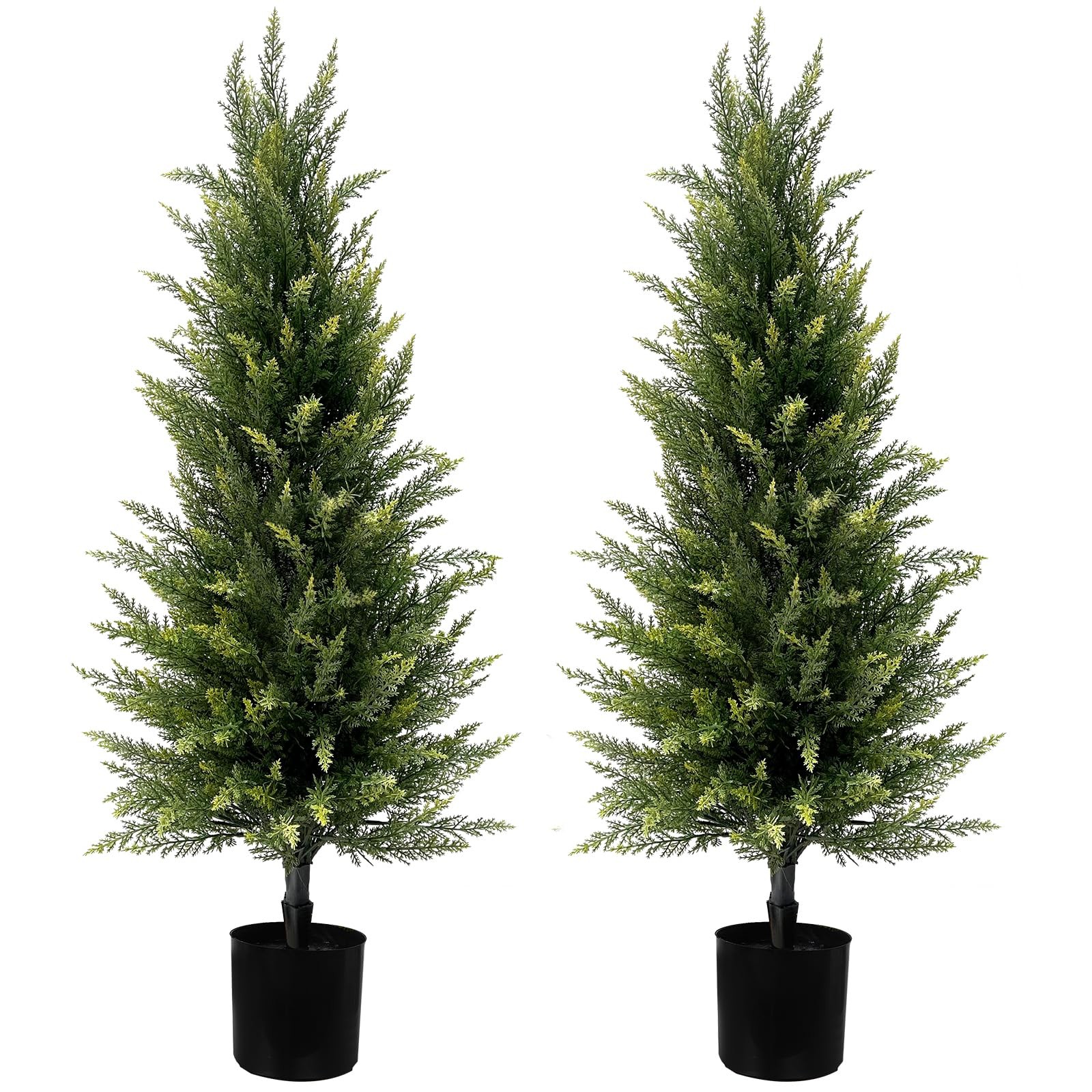 2 Pack 3FT Artificial Topiary Trees Potted, Realistic Faux Cypress UV Resista…