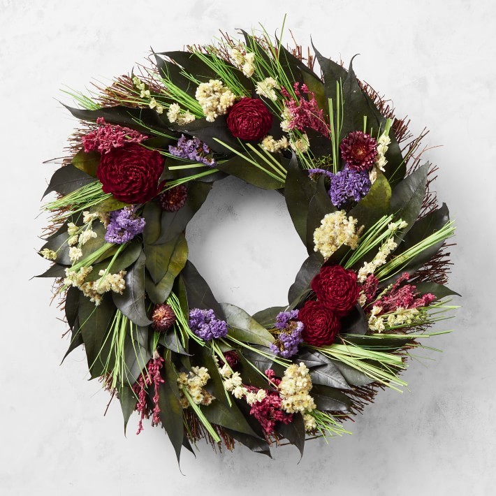 Red Peony Live Wreath, 20″-Williams Sonoma|36859