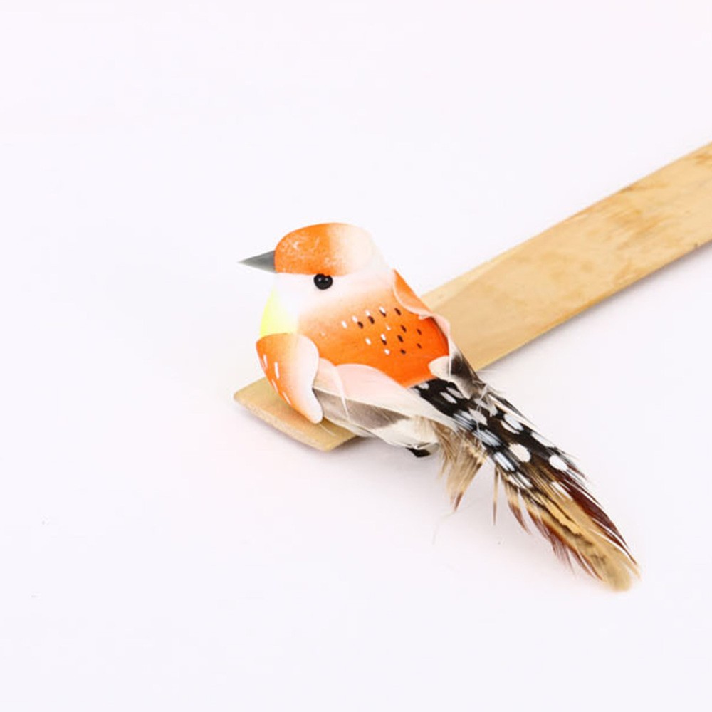 Green Artificial Simulation Bird Tree Ornaments Realistic Feather Birds