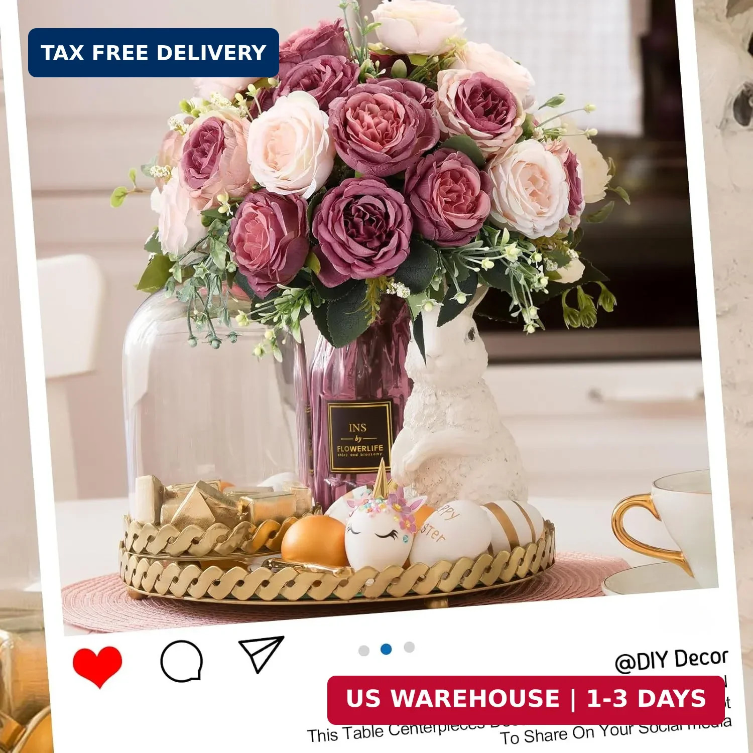 Geosar 8 Bundles Artificial Peonies Flowers Fake Silk Peony Bouquet Faux Peonies