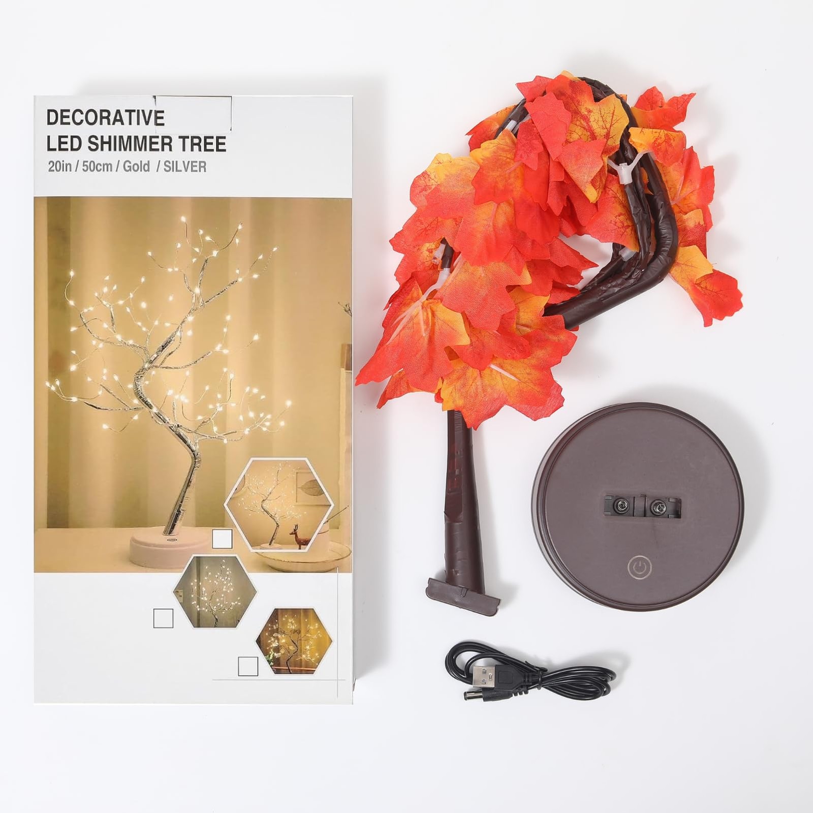 Artificial Fall Lighted Maple Tree 24 LED Thanksgiving Decorations Battery/US…