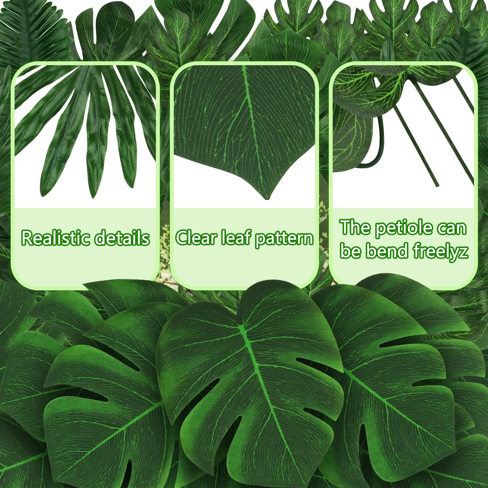 Jungle Party Decorations, 78 Pieces 8 Kinds Artificial Palm Leaves Green Trop…