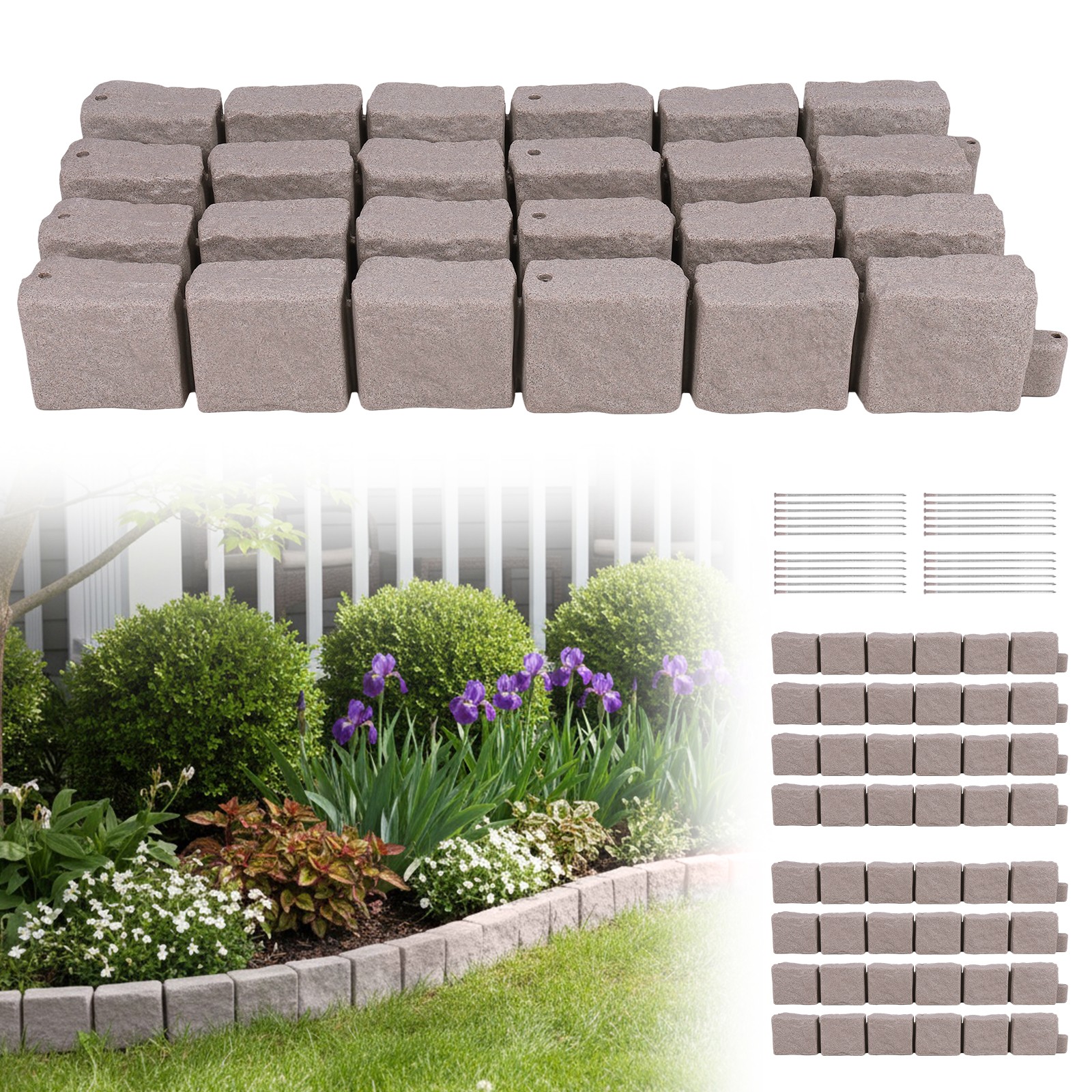 Faux Stone Landscape Edging Faux Stone Edging Kit 12pcs for Home Improvement USA